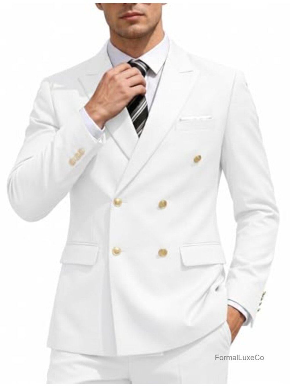 Men's 2 Piece Slim Fit Double Breasted Tuxedo Suit Set Wedding Prom Business